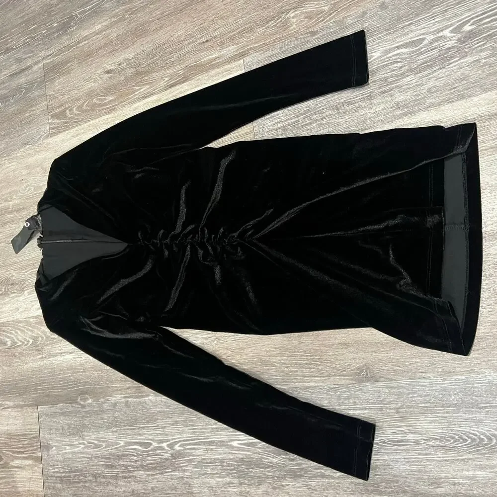 All Saints Mini Velvet Long Sleeve Deep V Dress Size XS - Picture 6 of 7